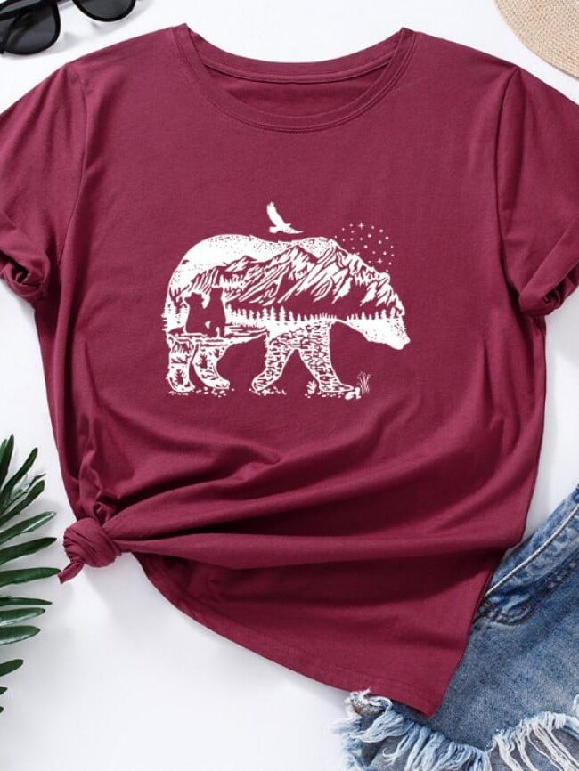 Polar Bear Print Short Sleeve T-Shirt